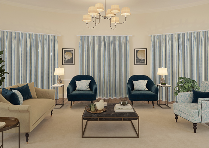 Laurel Stripe, Royal - Made to Measure Curtains - Image 15